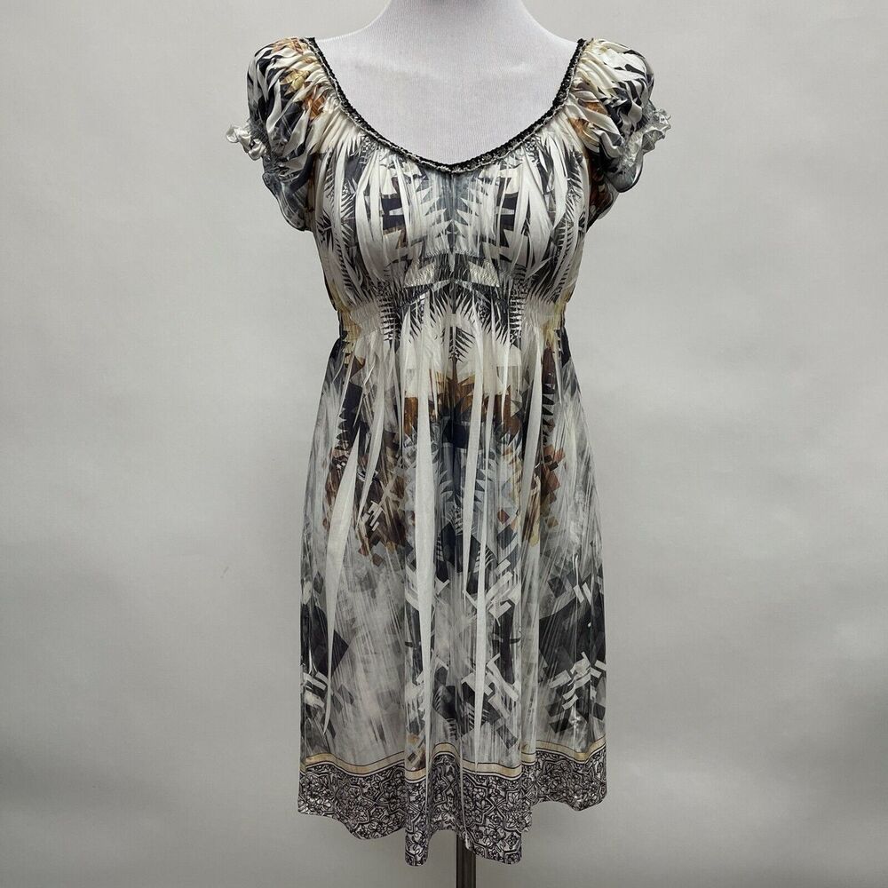 One World Women's‎ Dress Small Multicolor White Gray Brown